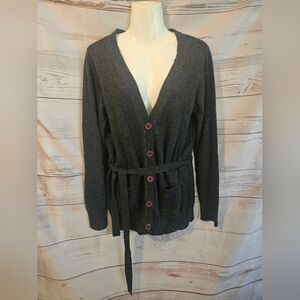Signal Supply Gray Wool Blend Belted Cardigan – Size L